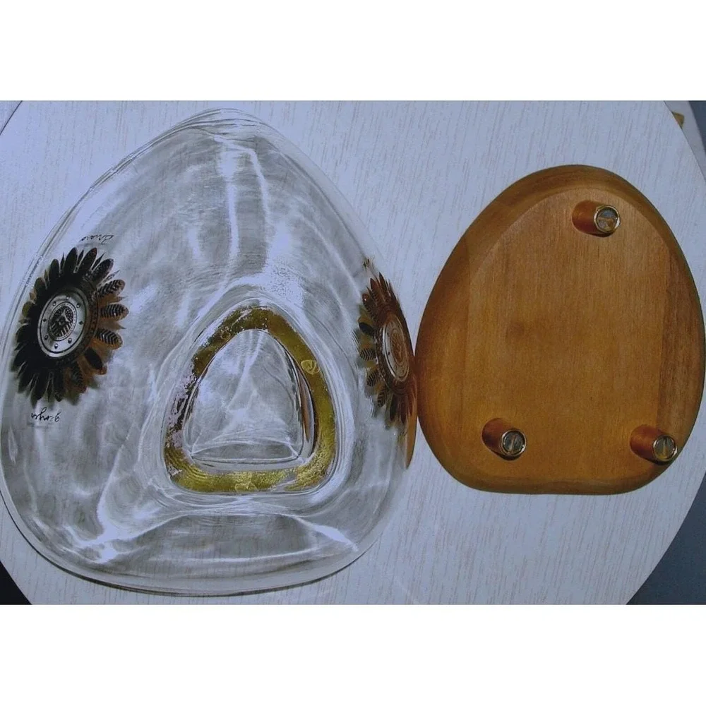 M CM Georges Briard REGALIA Atomic Shaped‎ Bowl Dish on Orig Wood Pedestal Base
